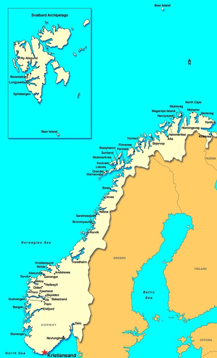 Ramani ya Norway, kristiansand