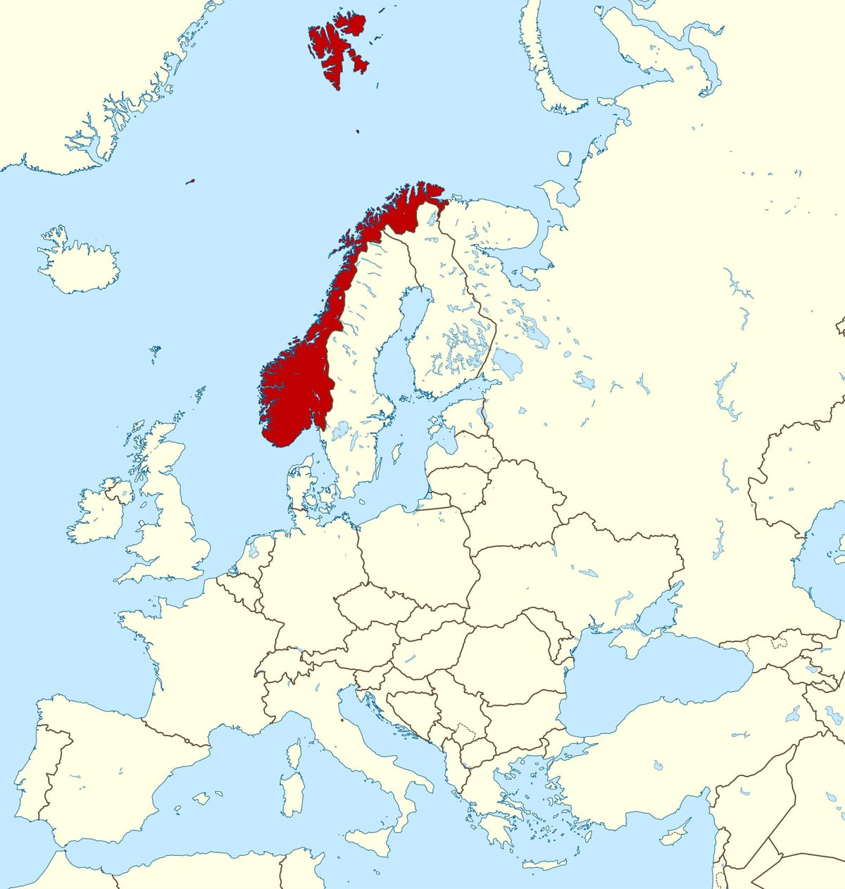Norway kwenye ramani ya ulaya