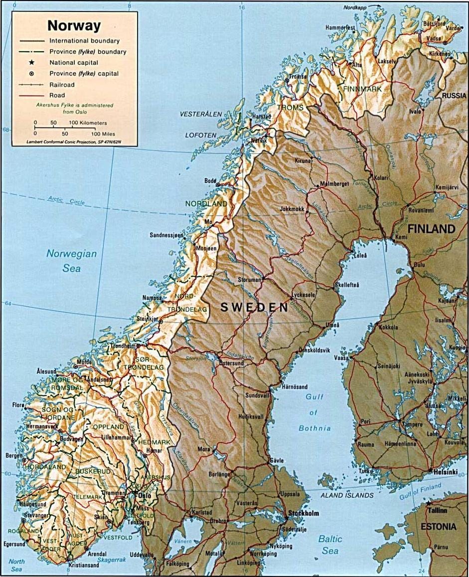 Ramani ya Norway milima
