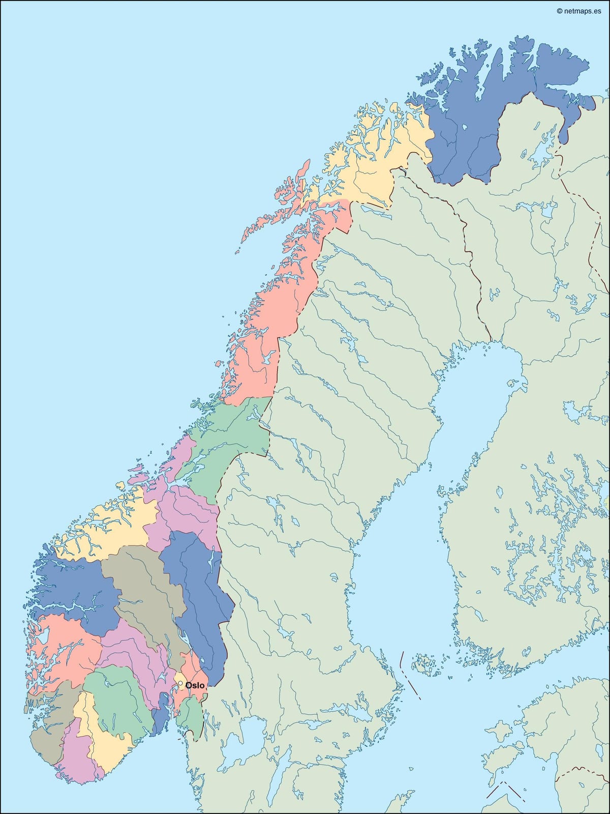 Ramani ya Norway vector
