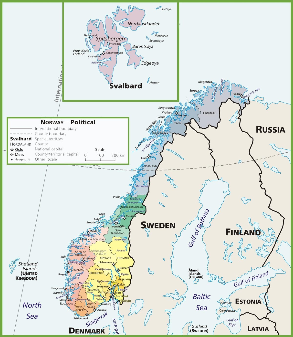 Ramani ya Norway kisiasa