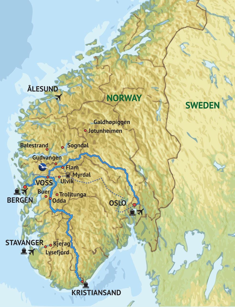 Ramani ya magharibi ya Norway