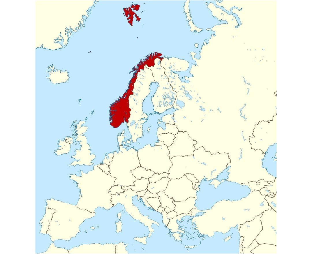 Norway eneo kwenye ramani