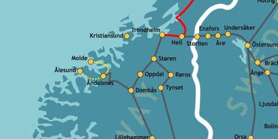Ramani ya Norway reli ya kaskazini